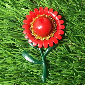 Enamelled Flower Brooch