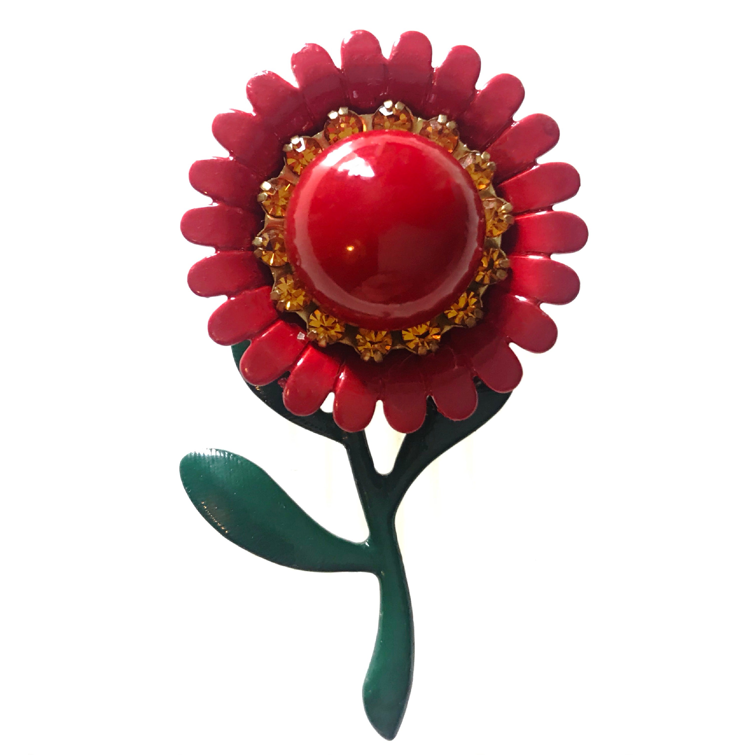 Enamelled Flower Brooch