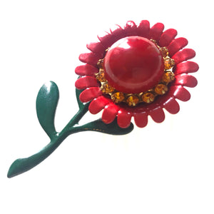 Enamelled Flower Brooch