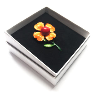 Enamelled Flower Brooch