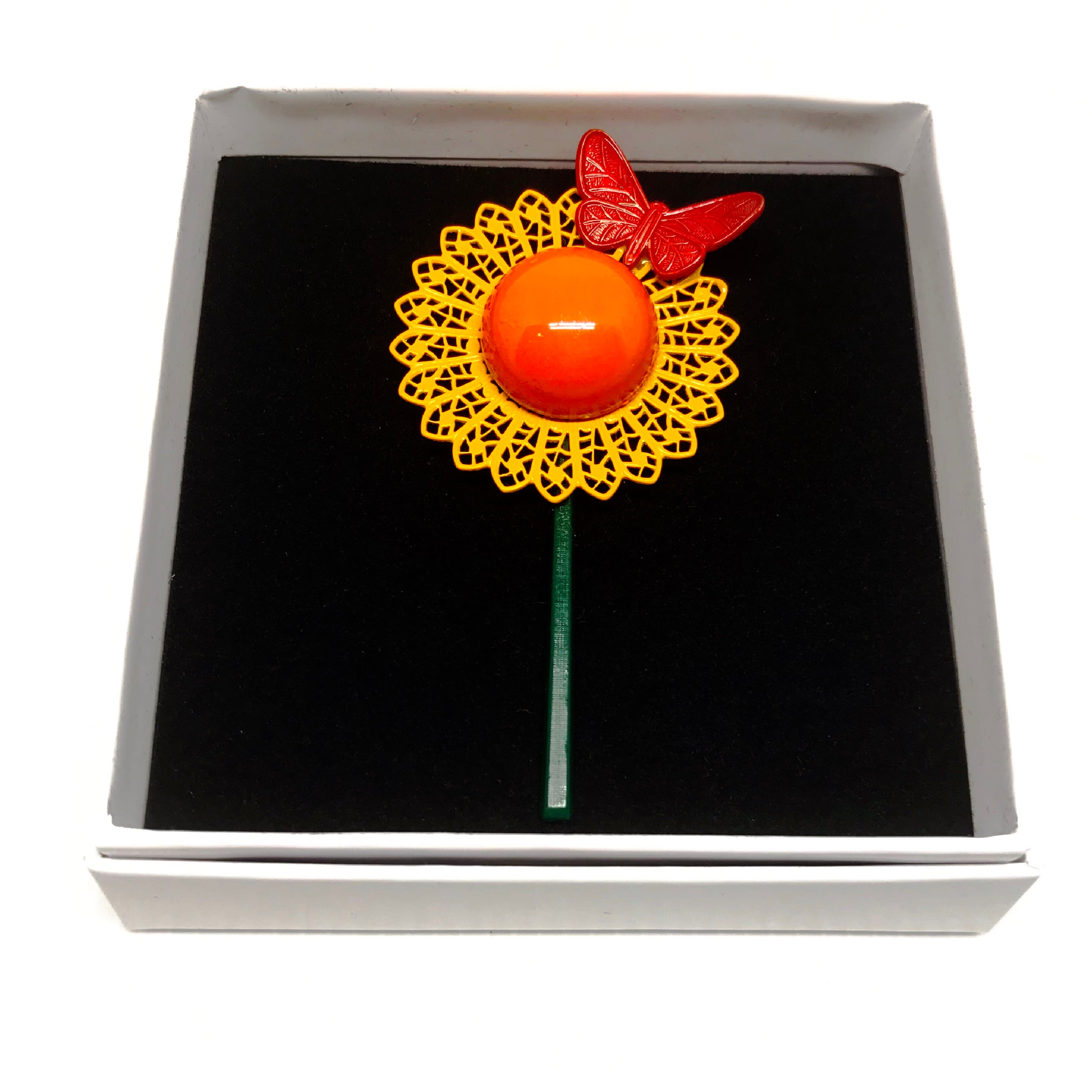 Enamelled Flower Brooch