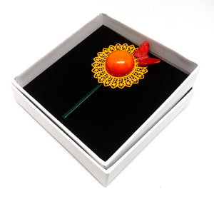 Enamelled Flower Brooch